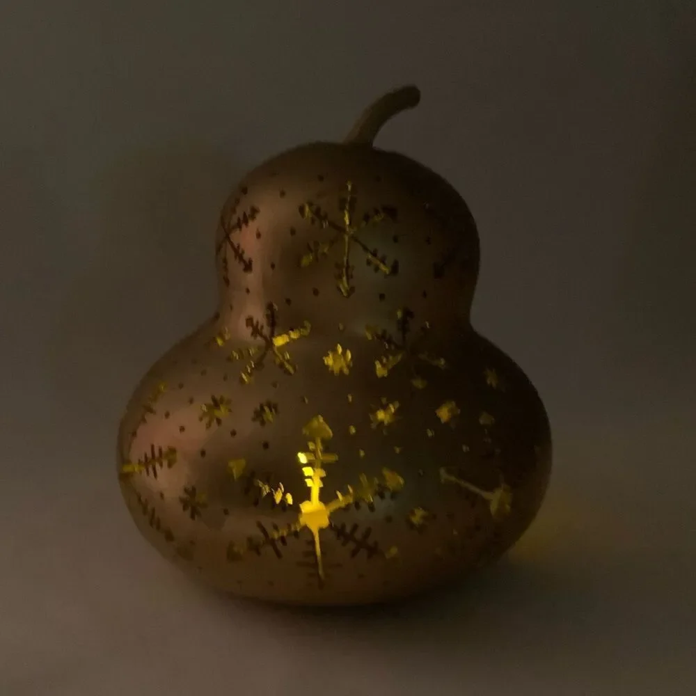 Gold Gourd Tea Light Fall Winter Home Decor Snowflake  Holiday